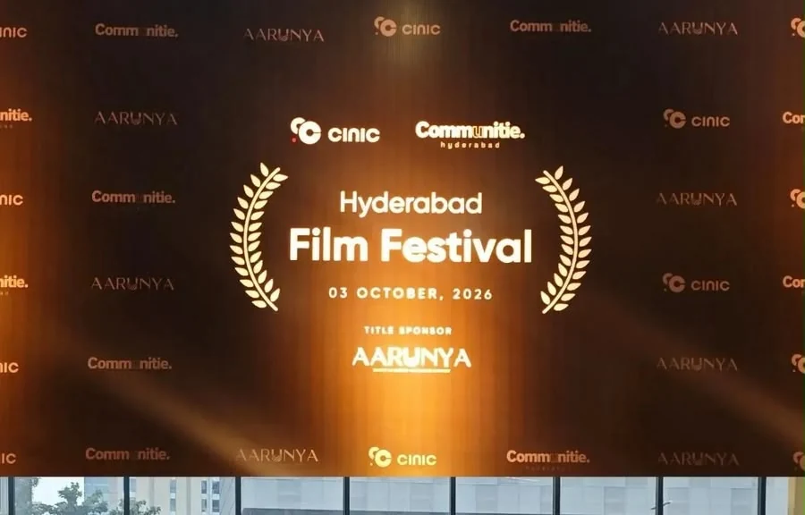 Hyderabad Film Festival event signage showing the October 3 2026 event