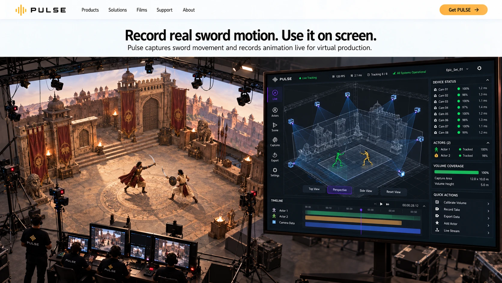 Pulse dashboard on a virtual production set